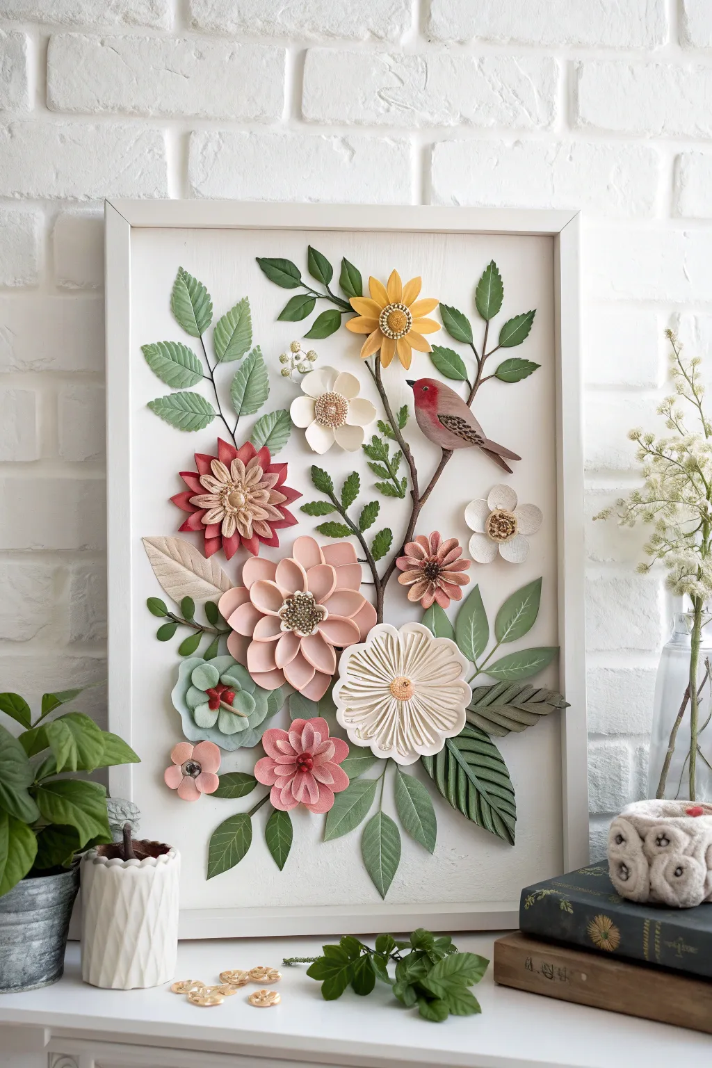 Transform your space with a nature-inspired 3D collage, where simplicity meets natural beauty.