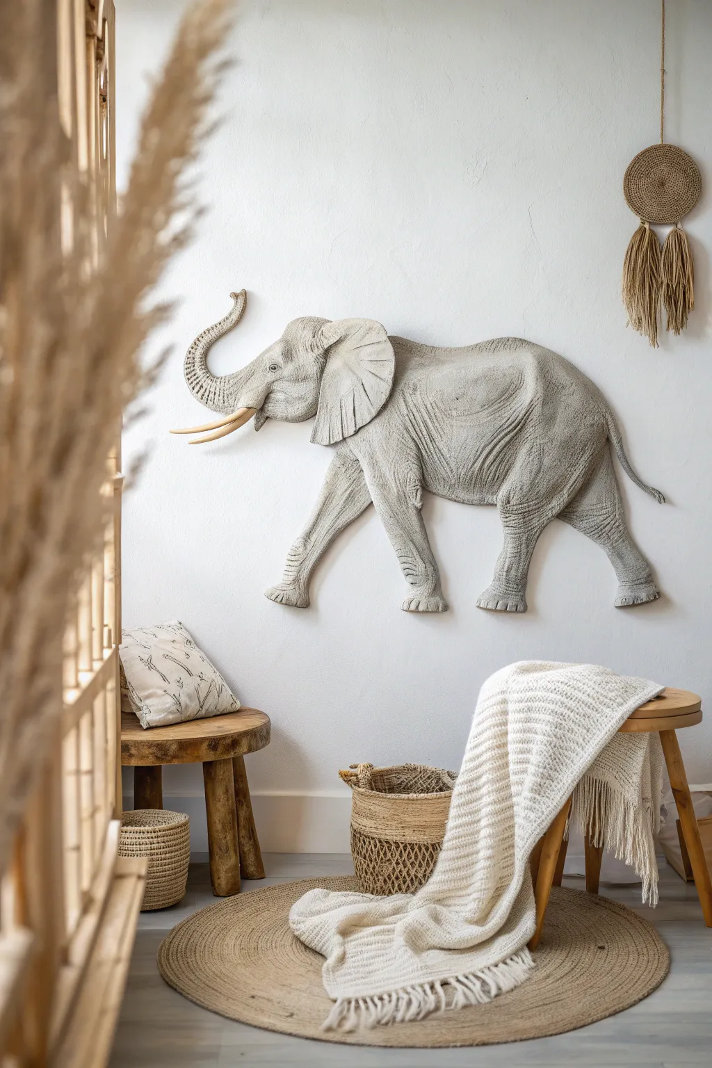 Bring elegance to your space with a captivating 3D elephant mural.