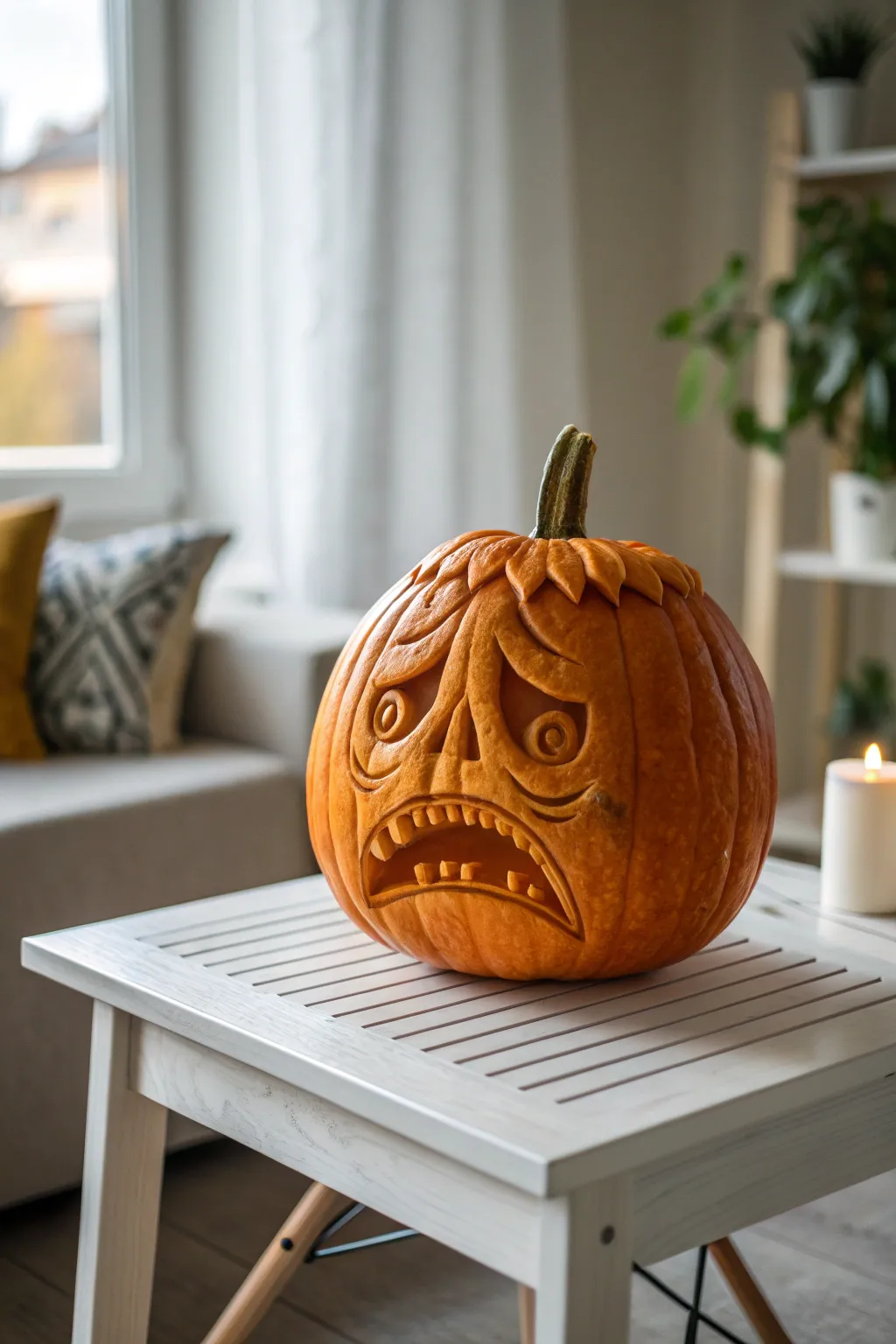 Craft your Halloween with a touch of Scandinavian elegance—expressive pumpkin faces that steal the spotlight!