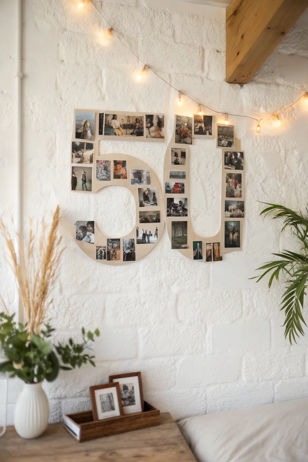 Celebrate five decades of memories with an elegant '50' collage—where each photo tells a cherished story.
