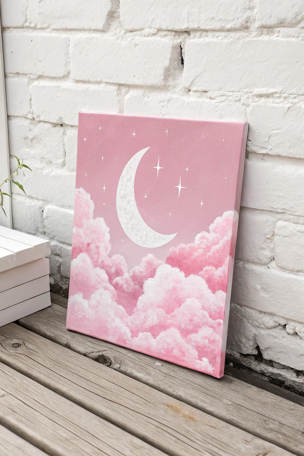Embrace the tranquility of a dreamy pink sky and moon, where simplicity meets elegance.