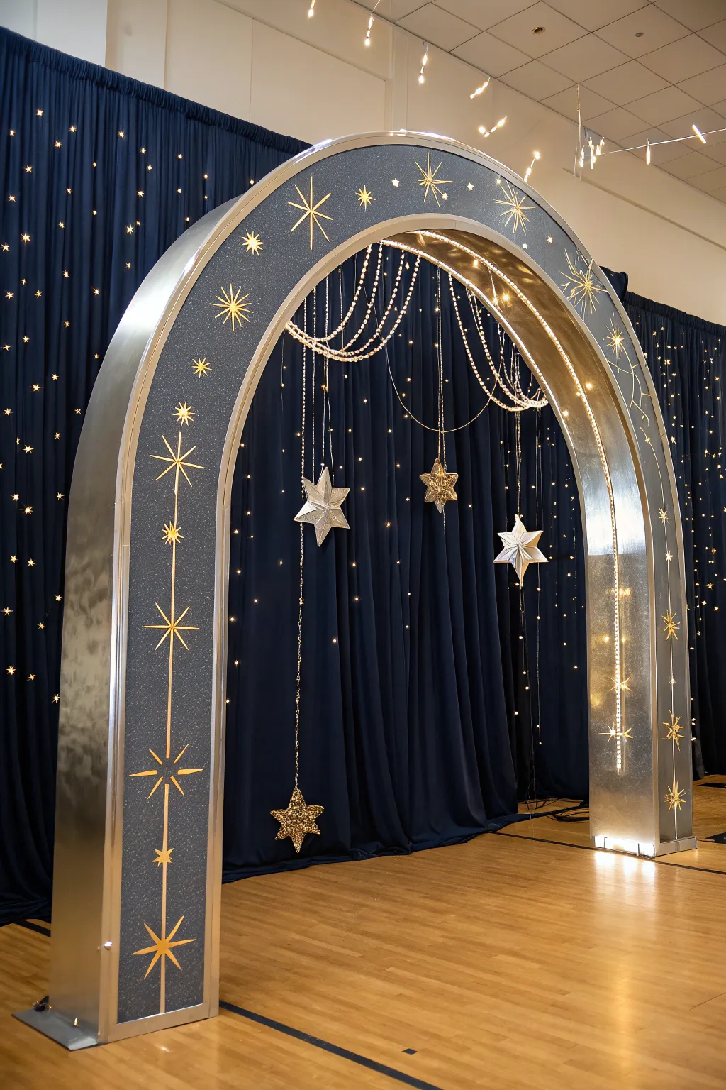 Step into the cosmos with this stunning galactic entrance that combines minimalist design with celestial charm.
