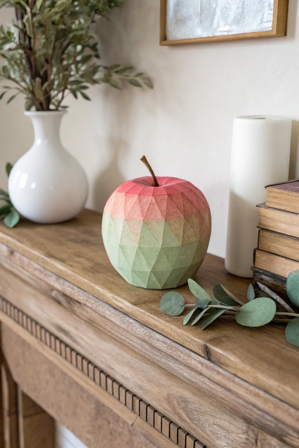 Add a touch of handcrafted elegance to your home with this stunning 3D apple sculpture.