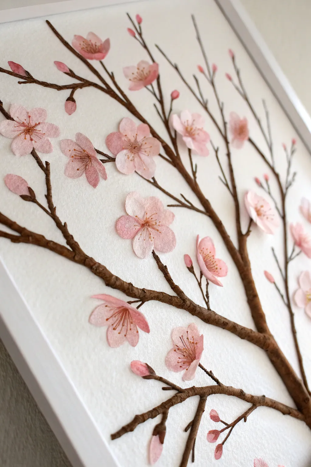 Bring a touch of Japanese spring into your home with this delicate cherry blossom art.