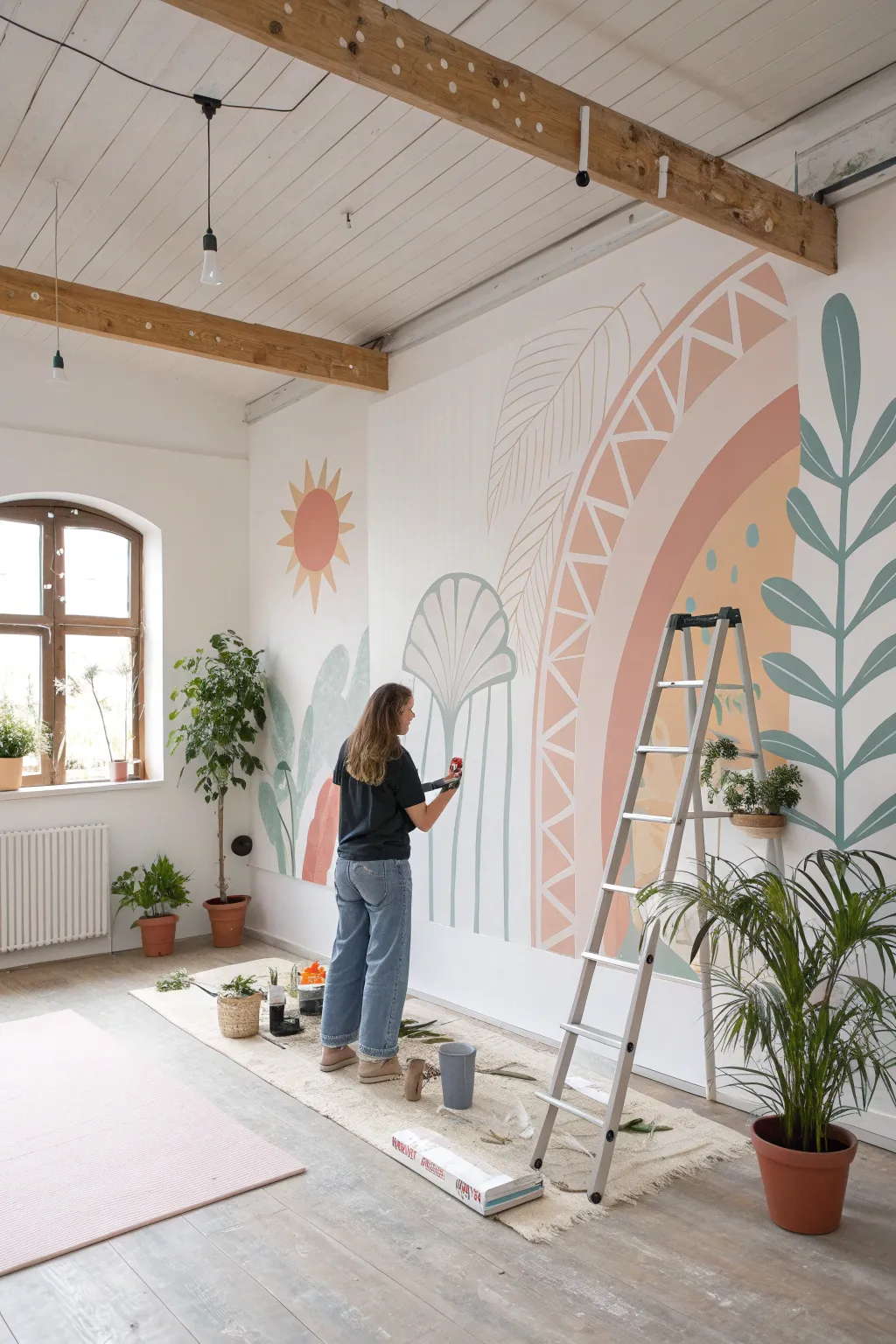 Bringing visions to life: A collaborative mural masterpiece in the making.