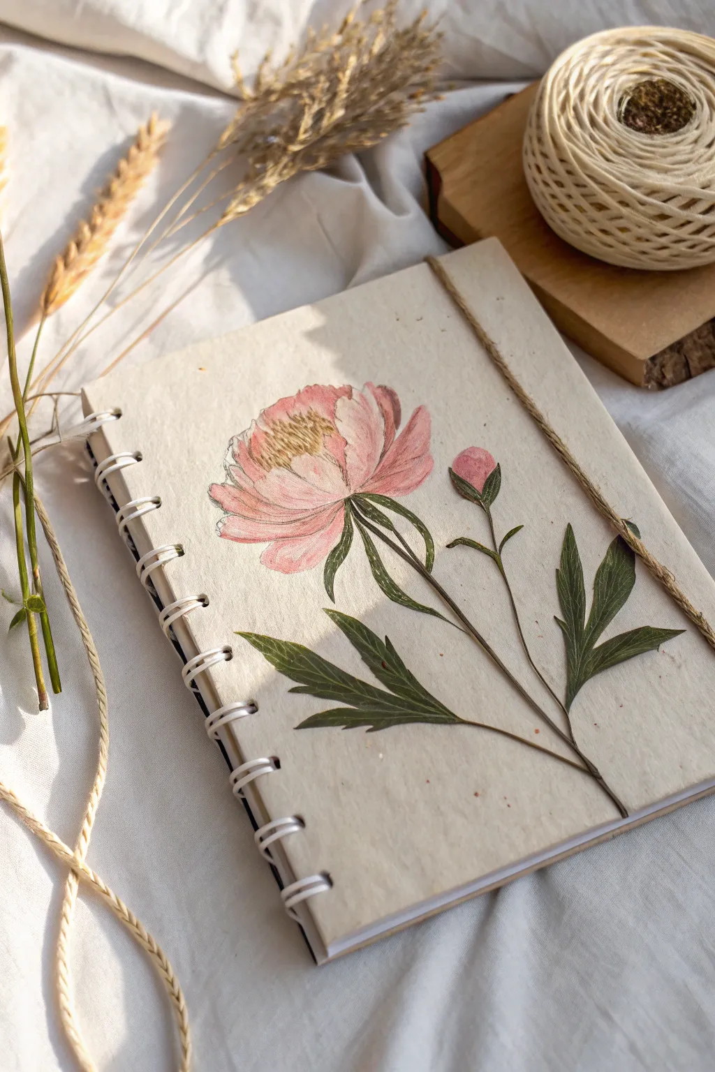Embrace the natural allure of pressed flowers for a serene and sophisticated art journal cover.