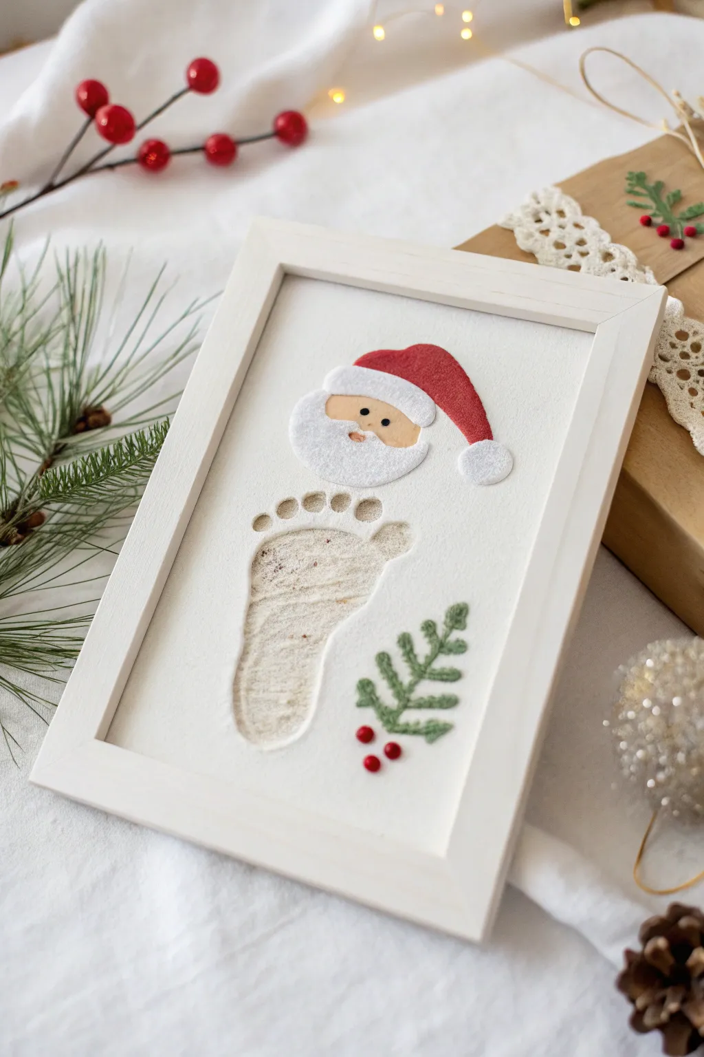 Capture the magic of Christmas with your little one's footprints: a charming keepsake for the holidays!