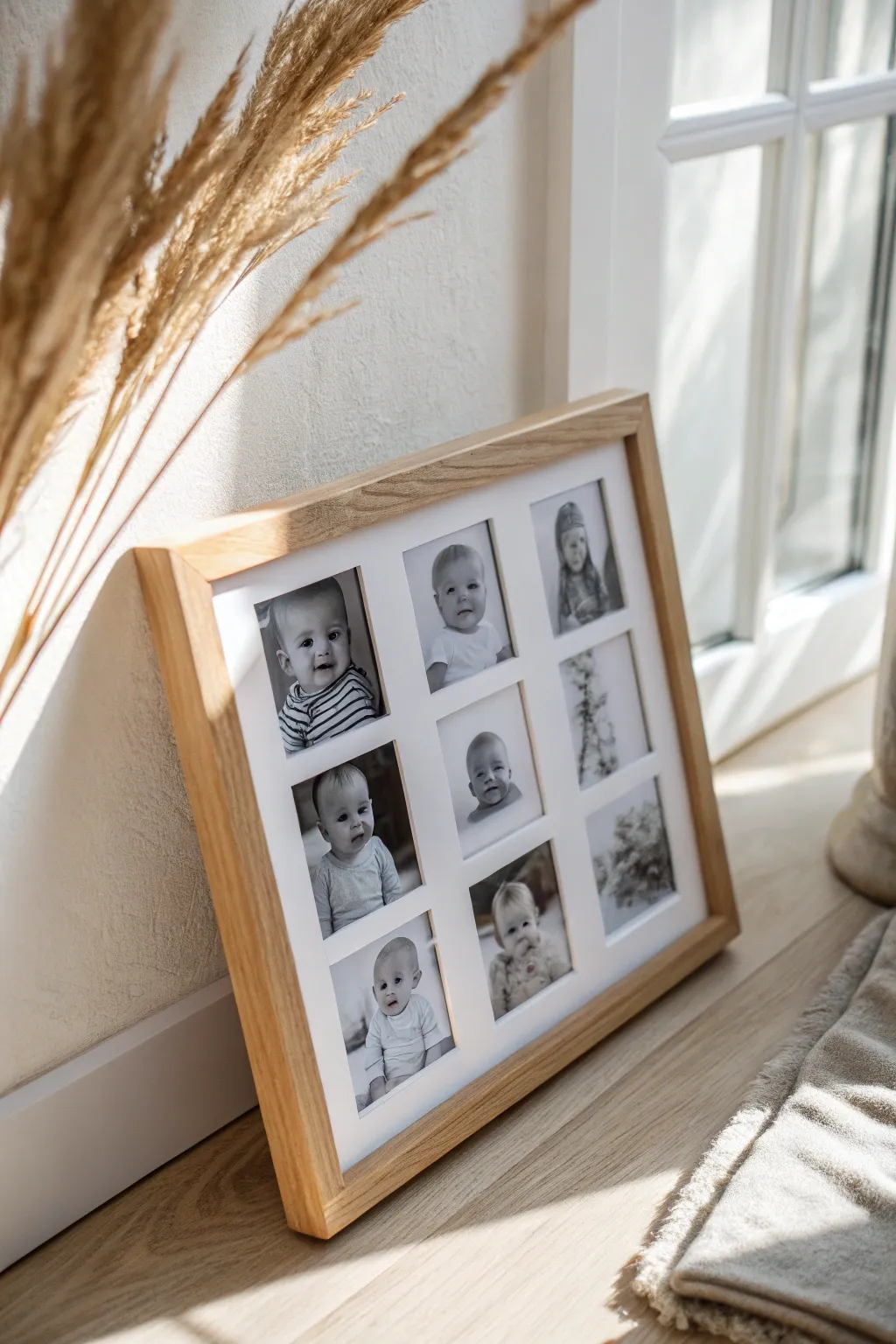 Capture the charm of every expression with a minimalist baby collage that tells a story of love and personality.