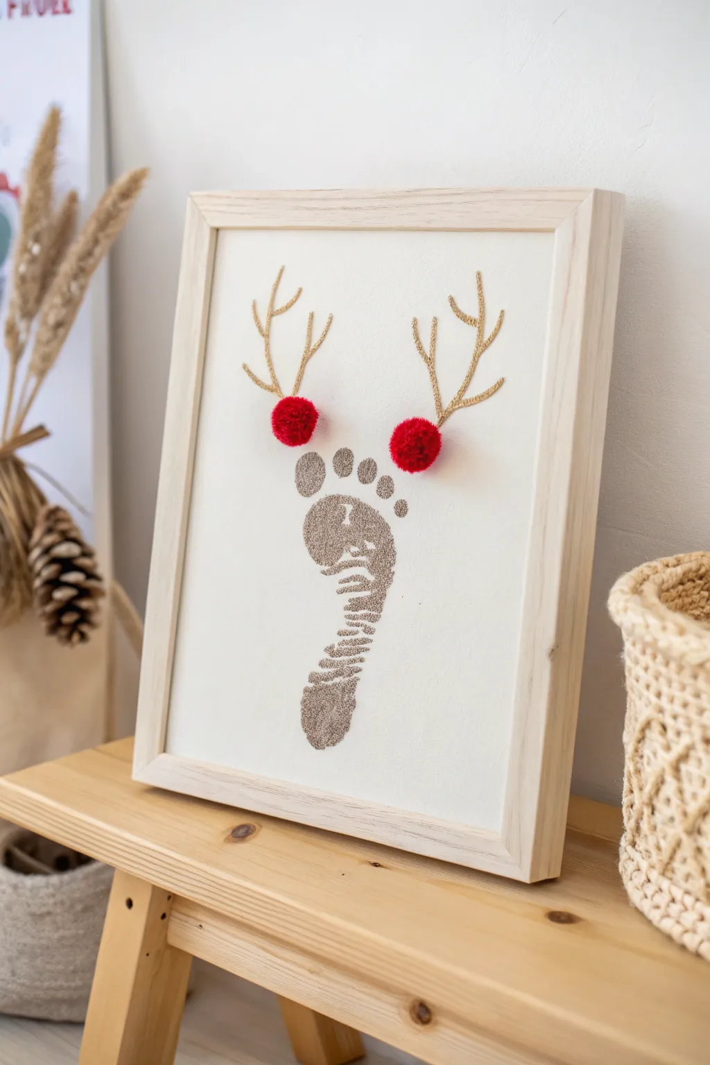 Capture the magic of your baby's first Christmas with this charming reindeer footprint canvas. A timeless keepsake that combines Scandinavian simplicity with a touch of Boho warmth.