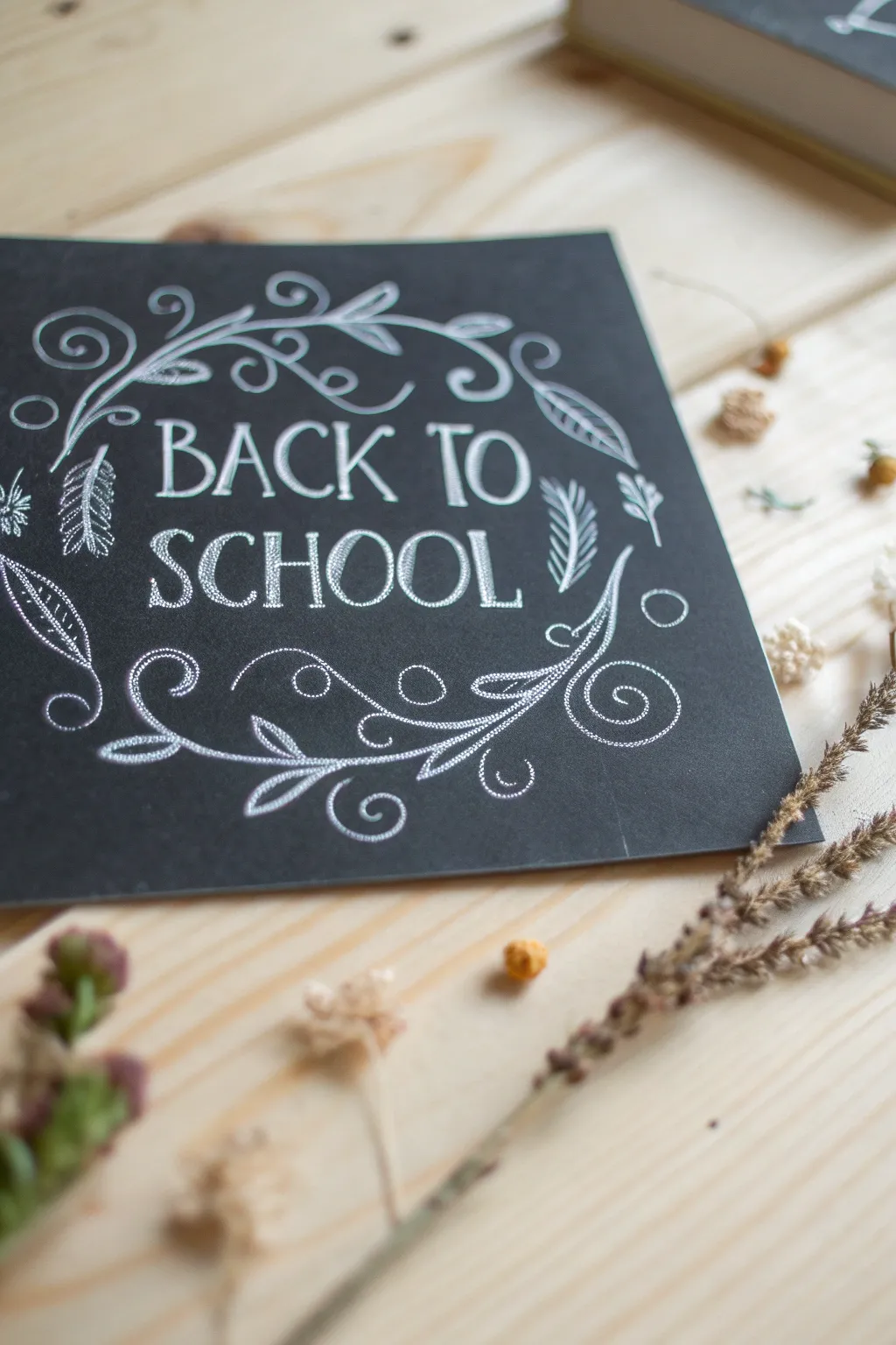 Embrace the charm of simplicity with this handcrafted chalkboard back-to-school card. Perfect for those who appreciate natural beauty and craftsmanship.