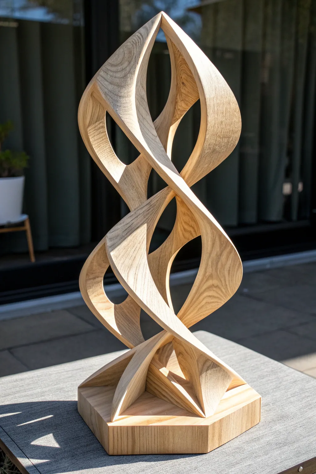 Discover the elegance of abstract geometry in balsa wood, where craftsmanship meets modern art.
