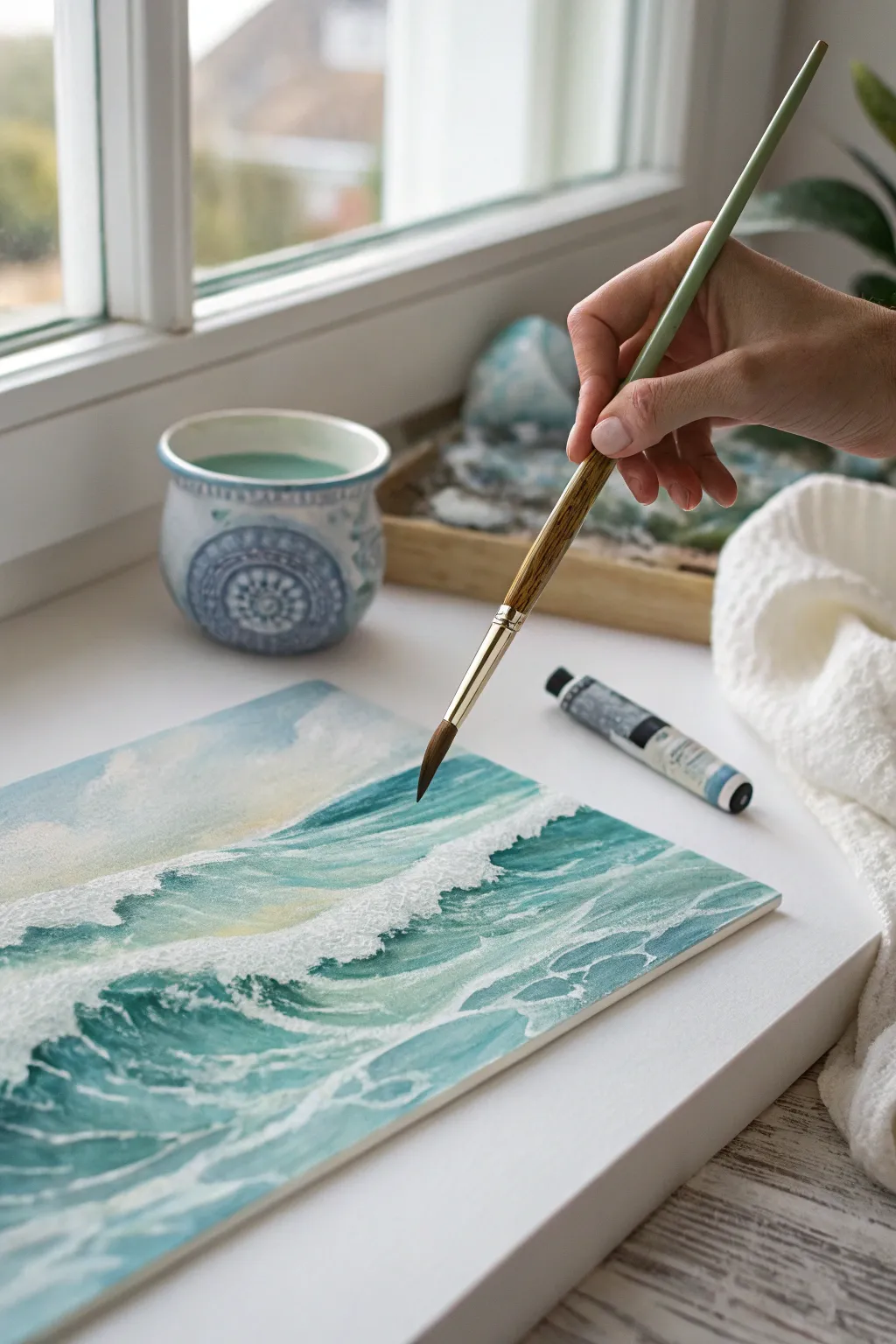 Capture the rhythm of the sea with every brushstroke. 🌊✨ #OceanArt #MinimalistBeauty