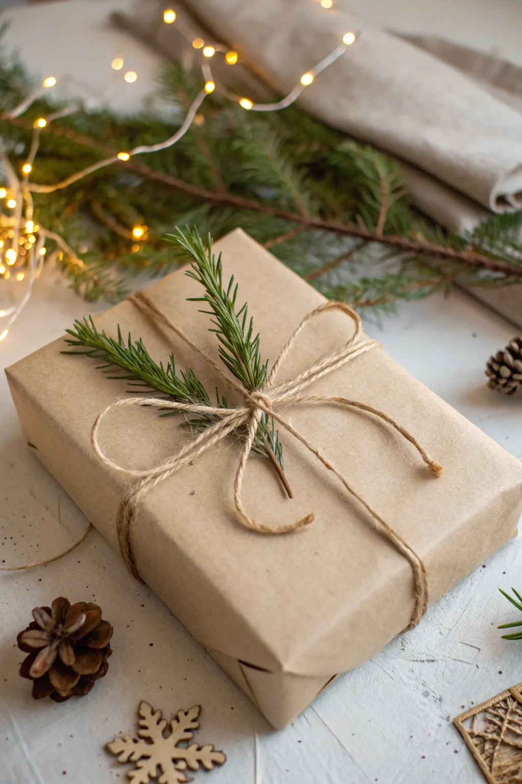 Embrace rustic elegance with kraft paper wrapping this holiday season. 🎁✨ #ScandiBoho #Craftsmanship