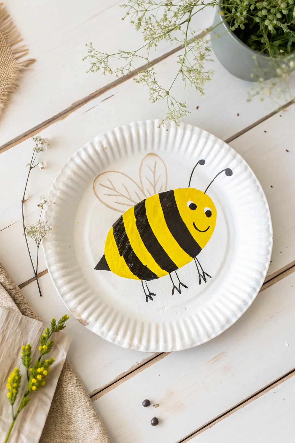 Transform a simple paper plate into a buzzing masterpiece! 🐝 Perfect for little artists to explore their creativity with Scandinavian charm.