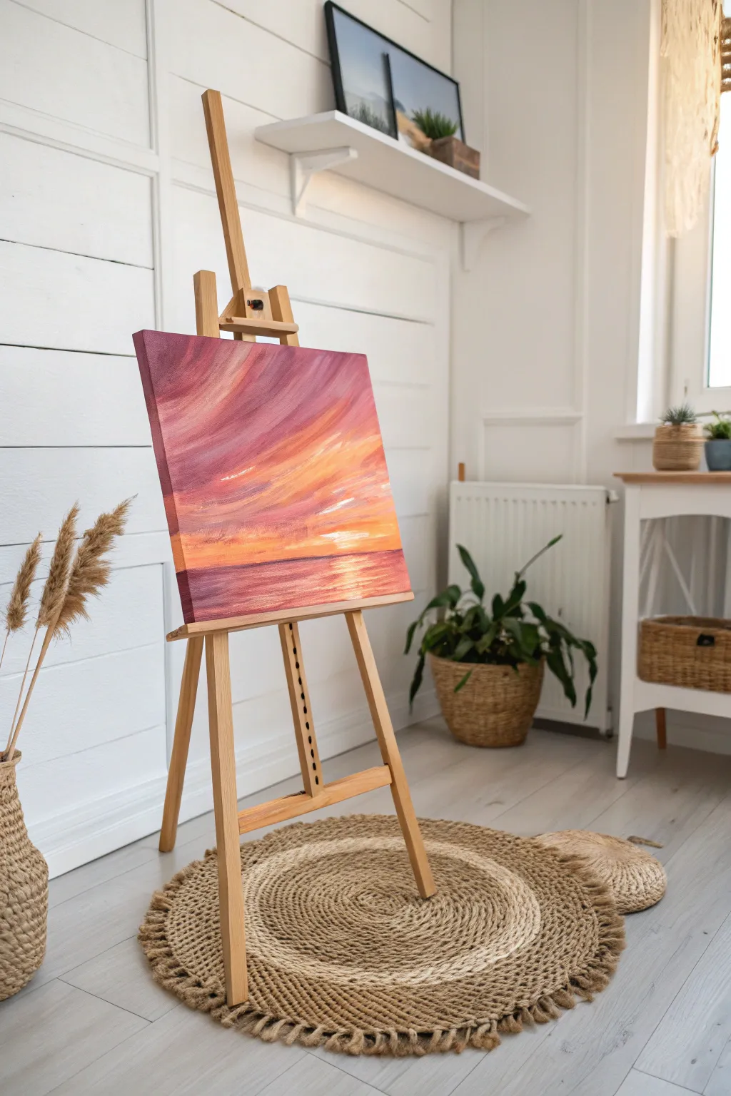 Capture the serene beauty of a sunset with this beginner-friendly painting idea—perfect for adding a touch of warmth to your minimalist space!