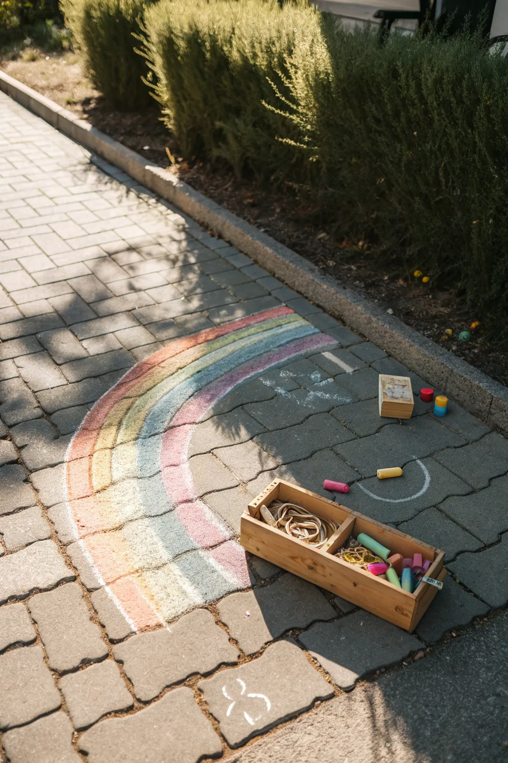 Add a pop of color to your day with this simple rainbow chalk art!