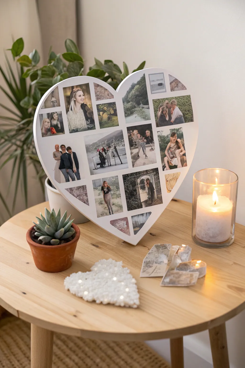Celebrate your friendship story with a heart-shaped photo collage, where every picture tells a cherished tale.