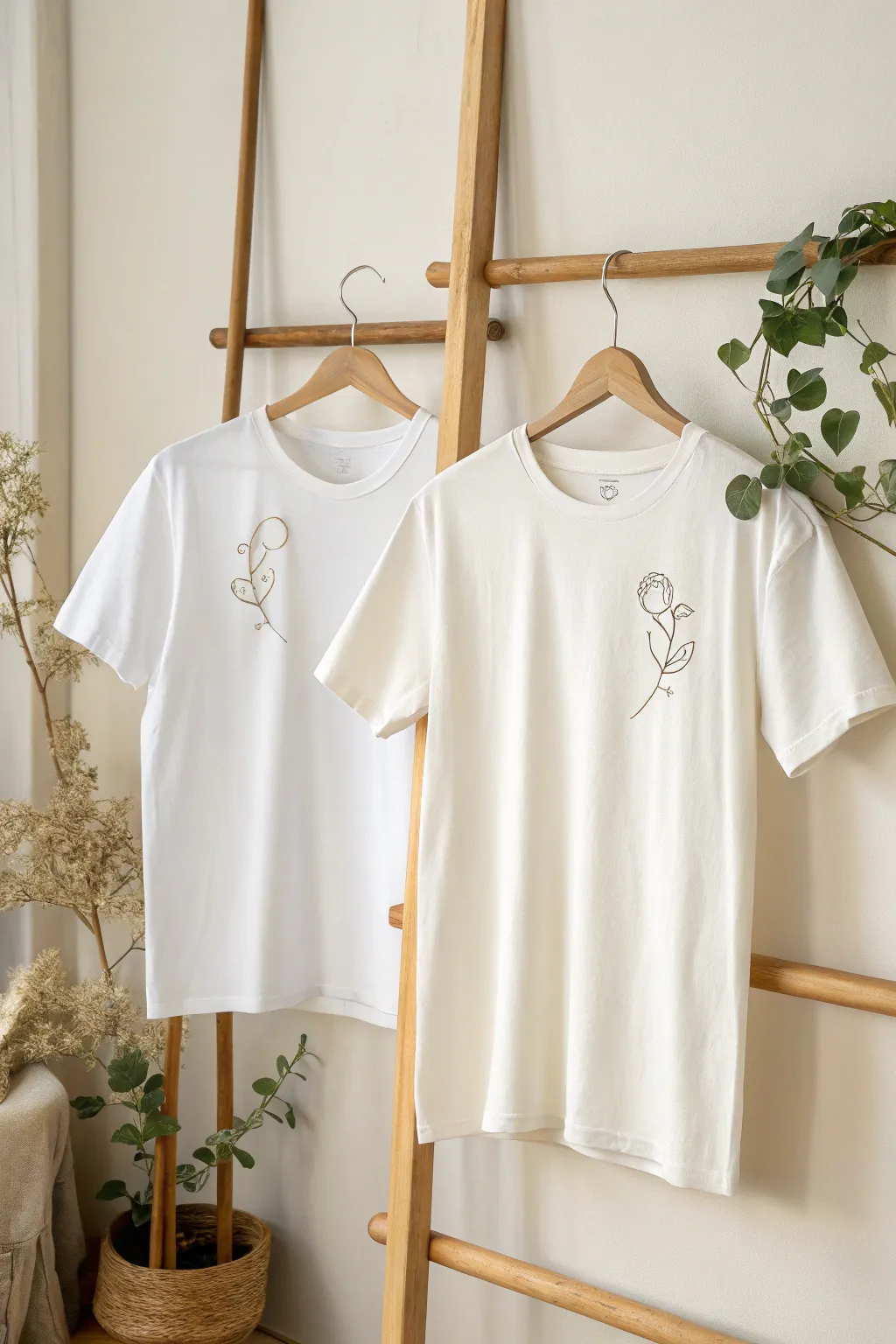 Timeless Style, Together: Celebrate friendship with matching minimalist tees that capture the essence of natural beauty and simplicity.
