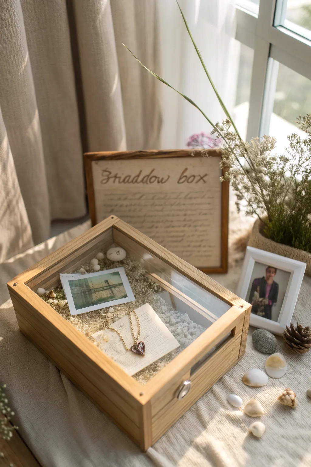 Craft a meaningful connection with a personalized shadow box, capturing cherished memories in minimalist elegance.
