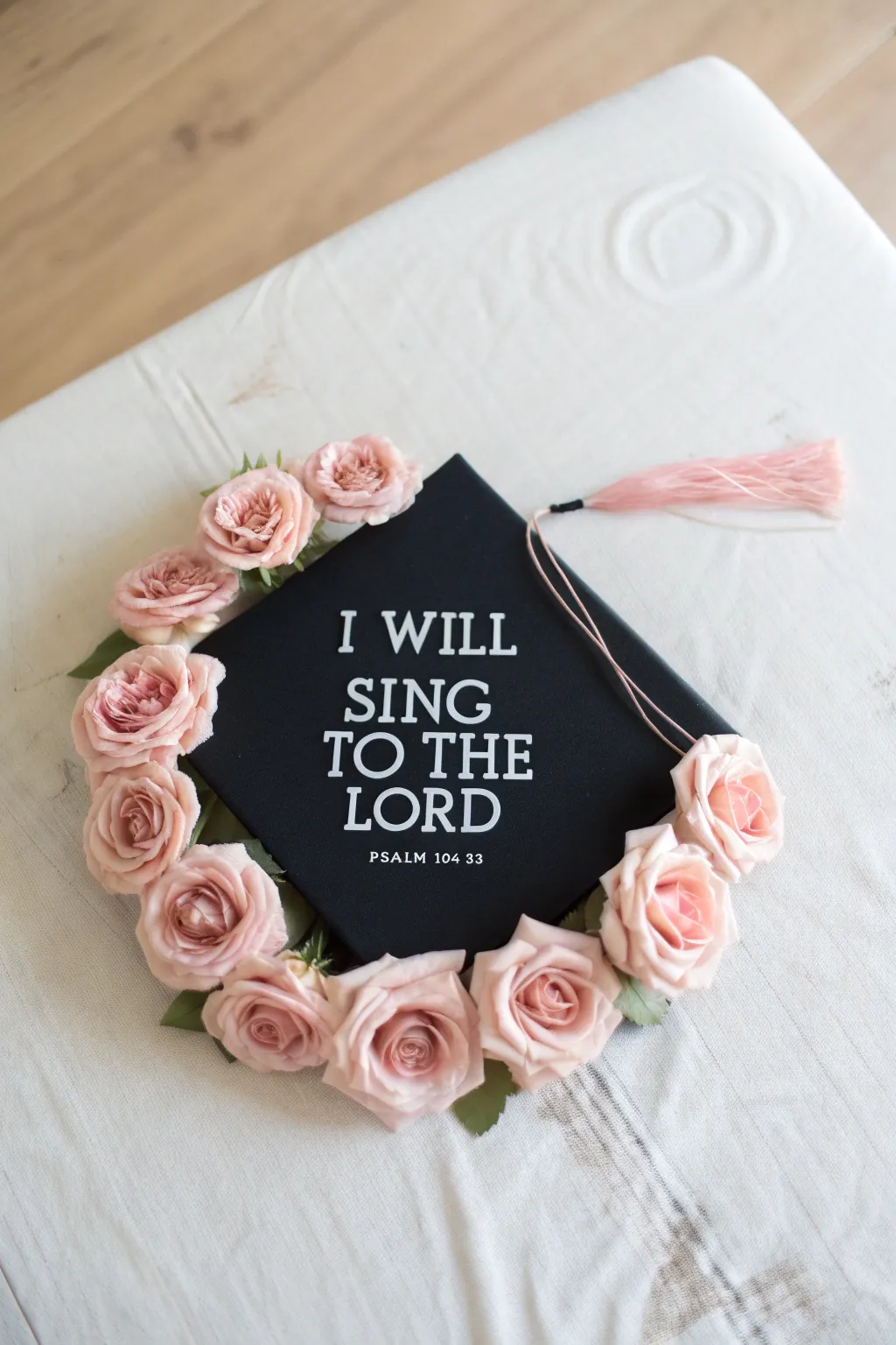Celebrate your faith with floral elegance: A beautiful blend of nature and scripture for your special day.