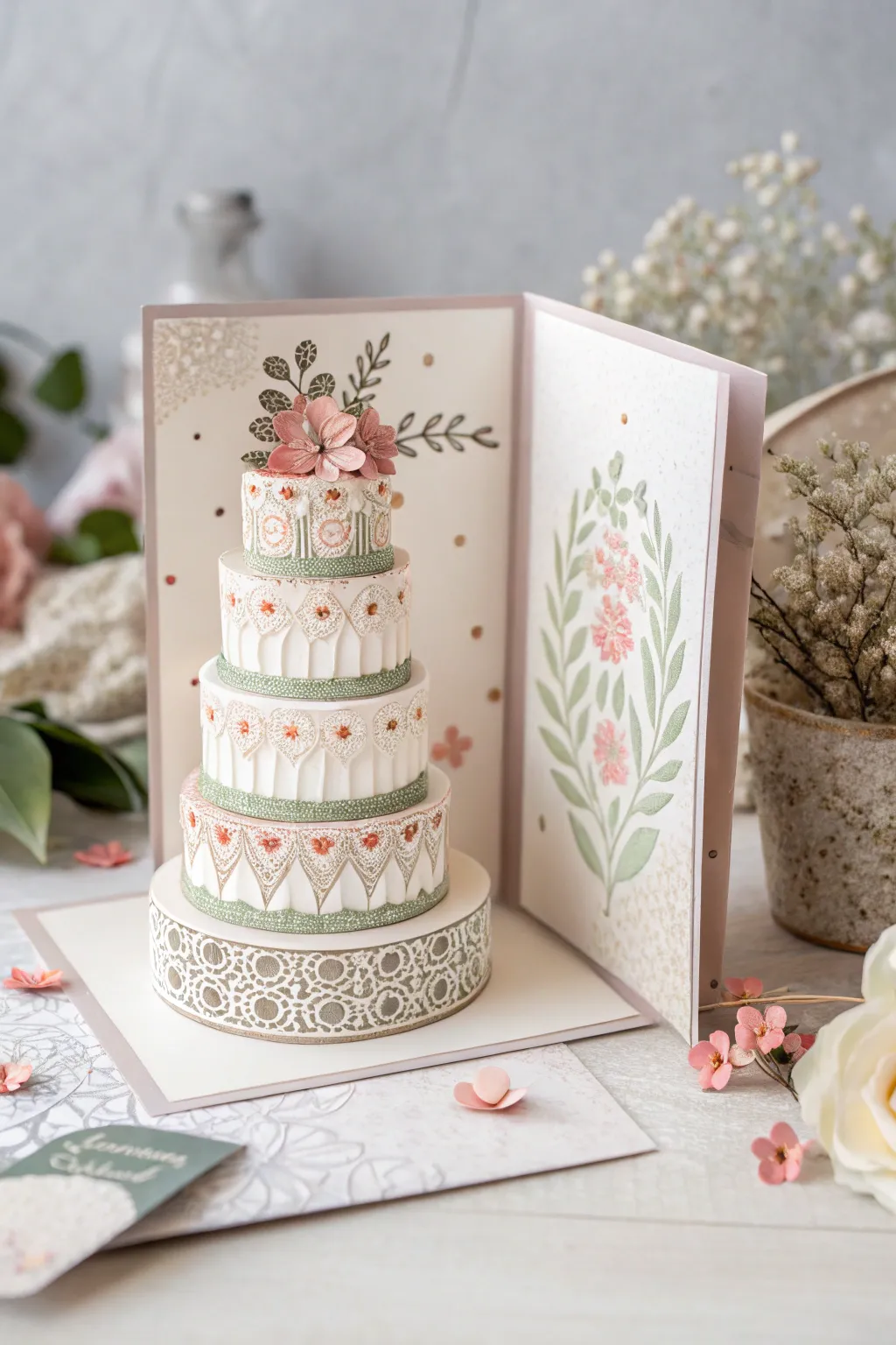 Surprise and delight with a classic pop-up cake card – where minimalist design meets handcrafted charm.