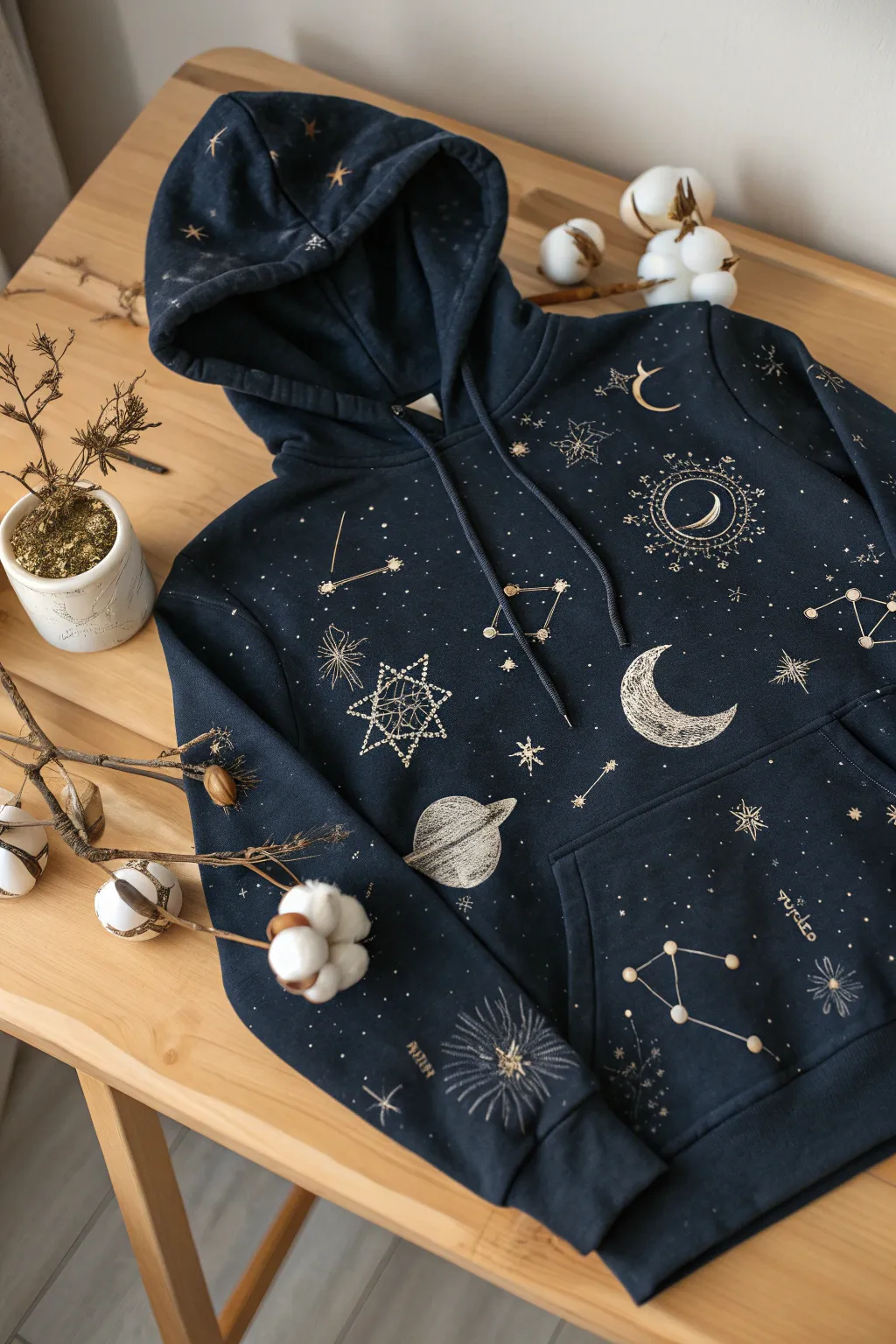 Carry the cosmos with you: Transform your hoodie into a celestial masterpiece with a touch of bleach magic!