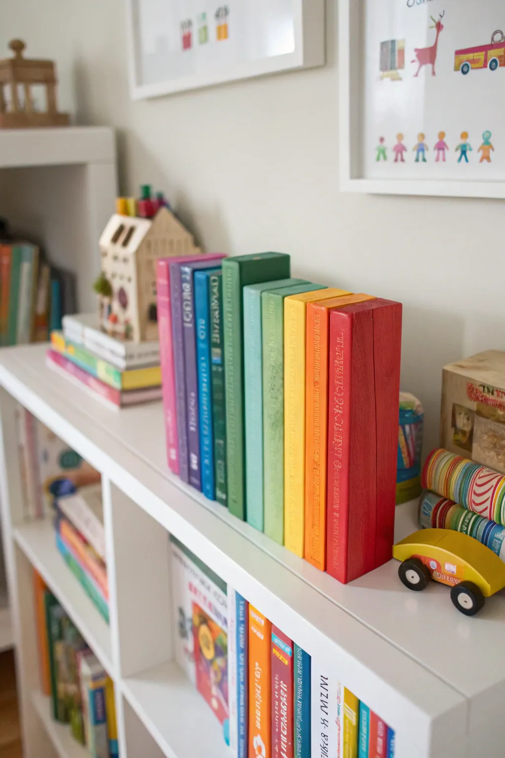 Brighten up your shelves with easy DIY wooden block bookends.