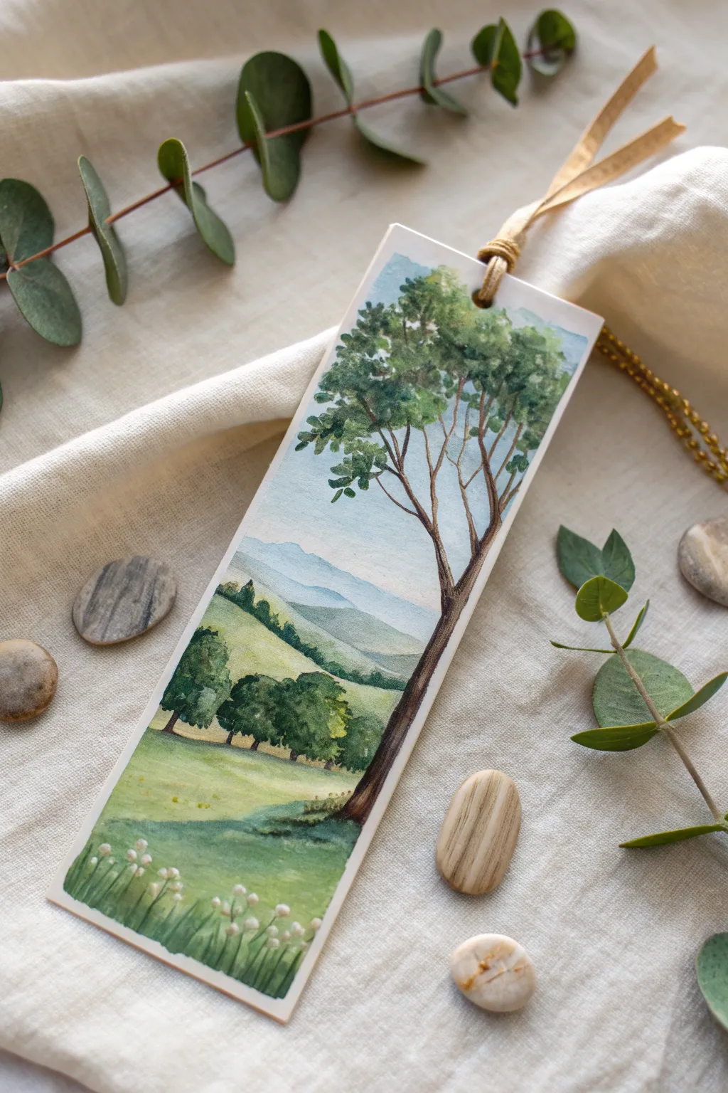 Find peace in the pages with this hand-painted nature bookmark, a perfect blend of simplicity and serenity.