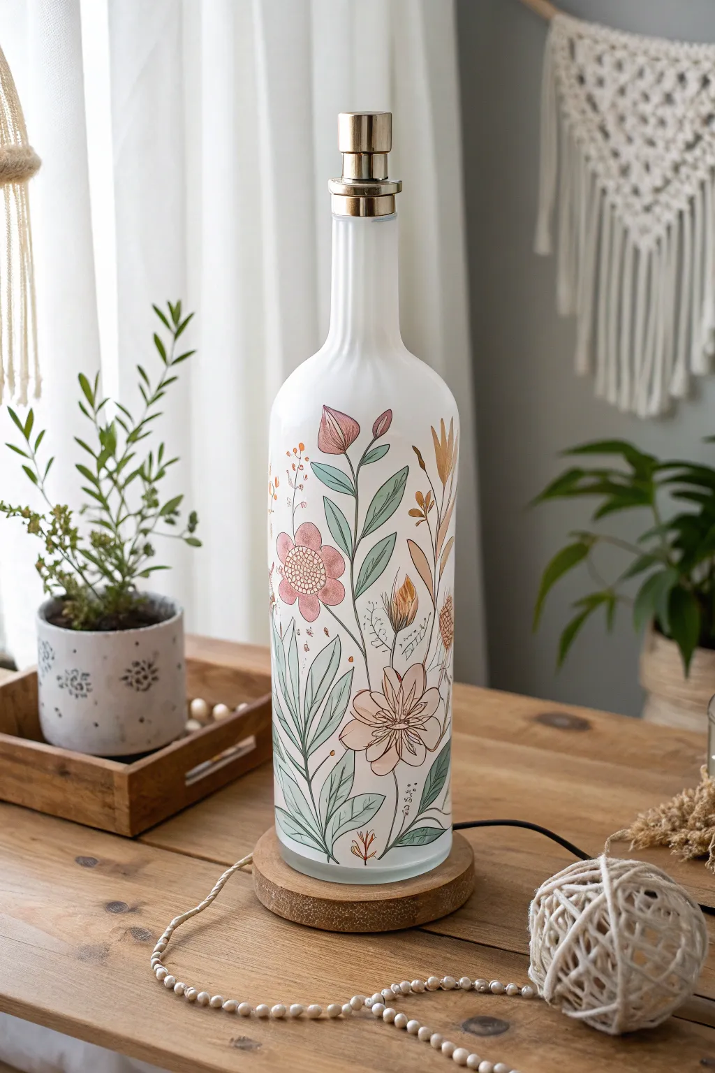 Illuminate your space with the painted elegance of minimalist bottle lamps.