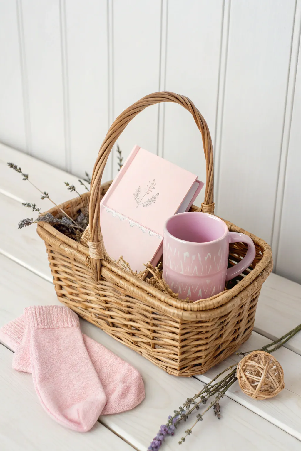 Embrace simplicity and thoughtfulness with a pink-themed gift basket that speaks volumes of love and support.