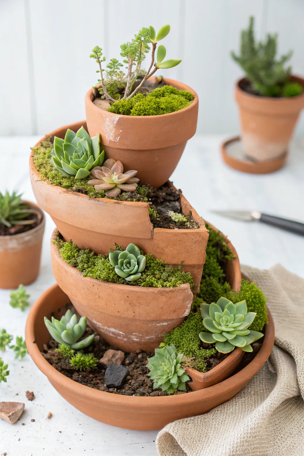 Transform your broken pot into a charming miniature garden paradise!