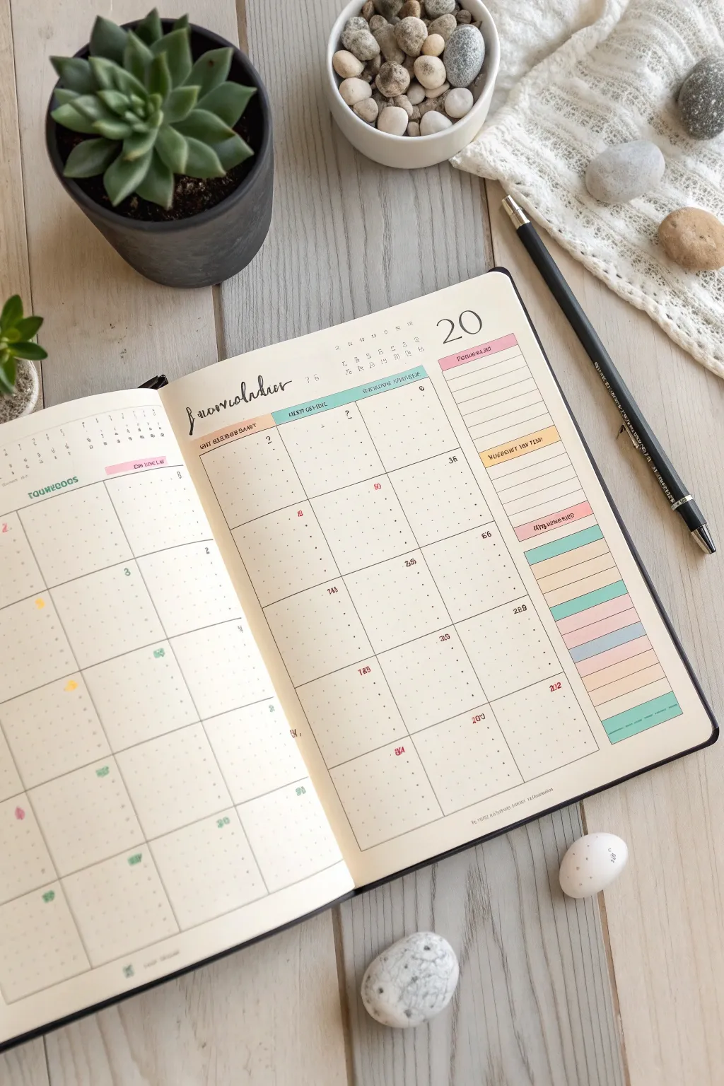 Elegance in organization: Discover the beauty of a classic monthly spread with a minimalist twist.