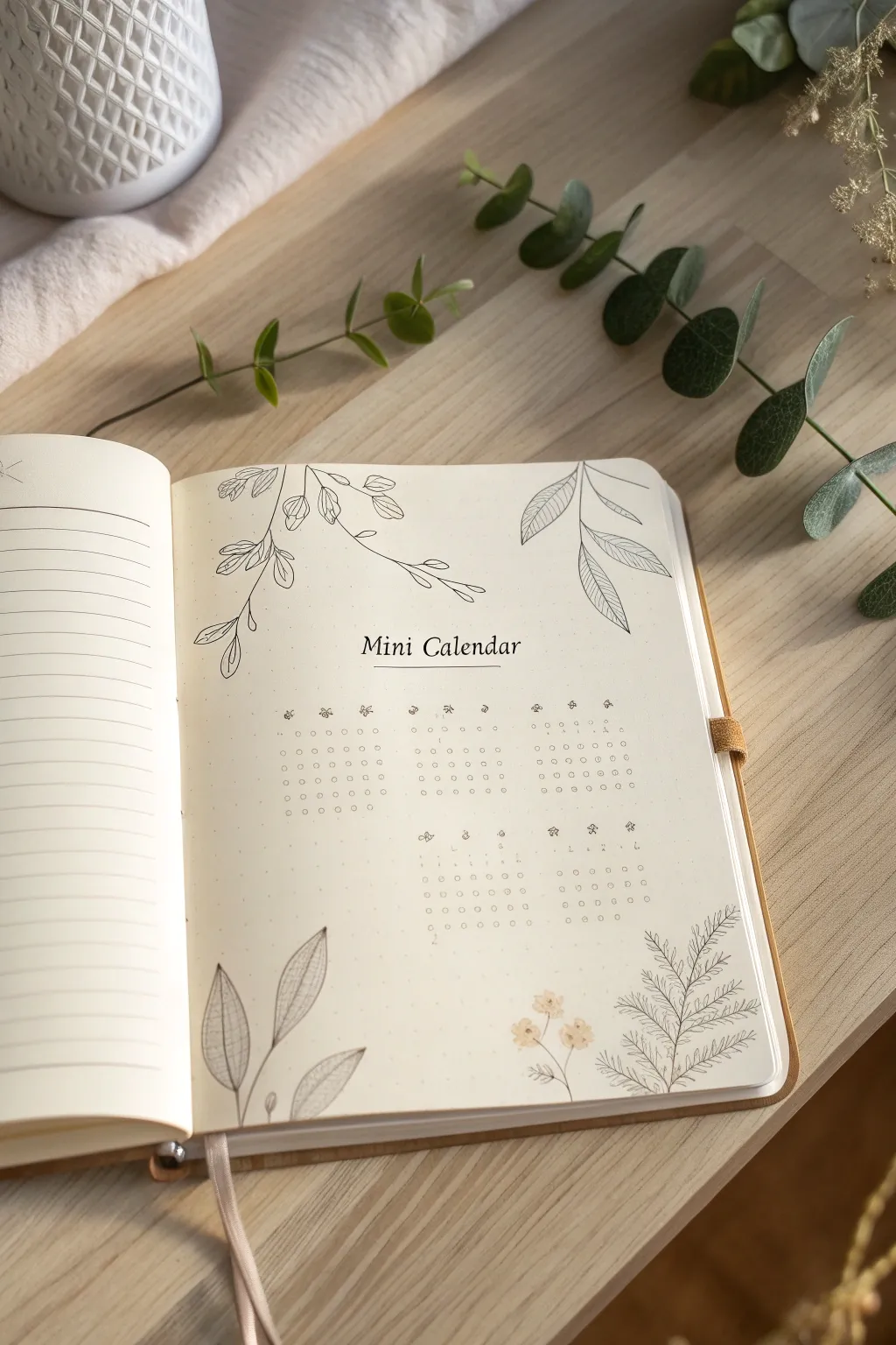 Embrace simplicity and elegance with a beautifully crafted mini calendar for your bullet journal. Perfect for planning your month at a glance. 🌿✨