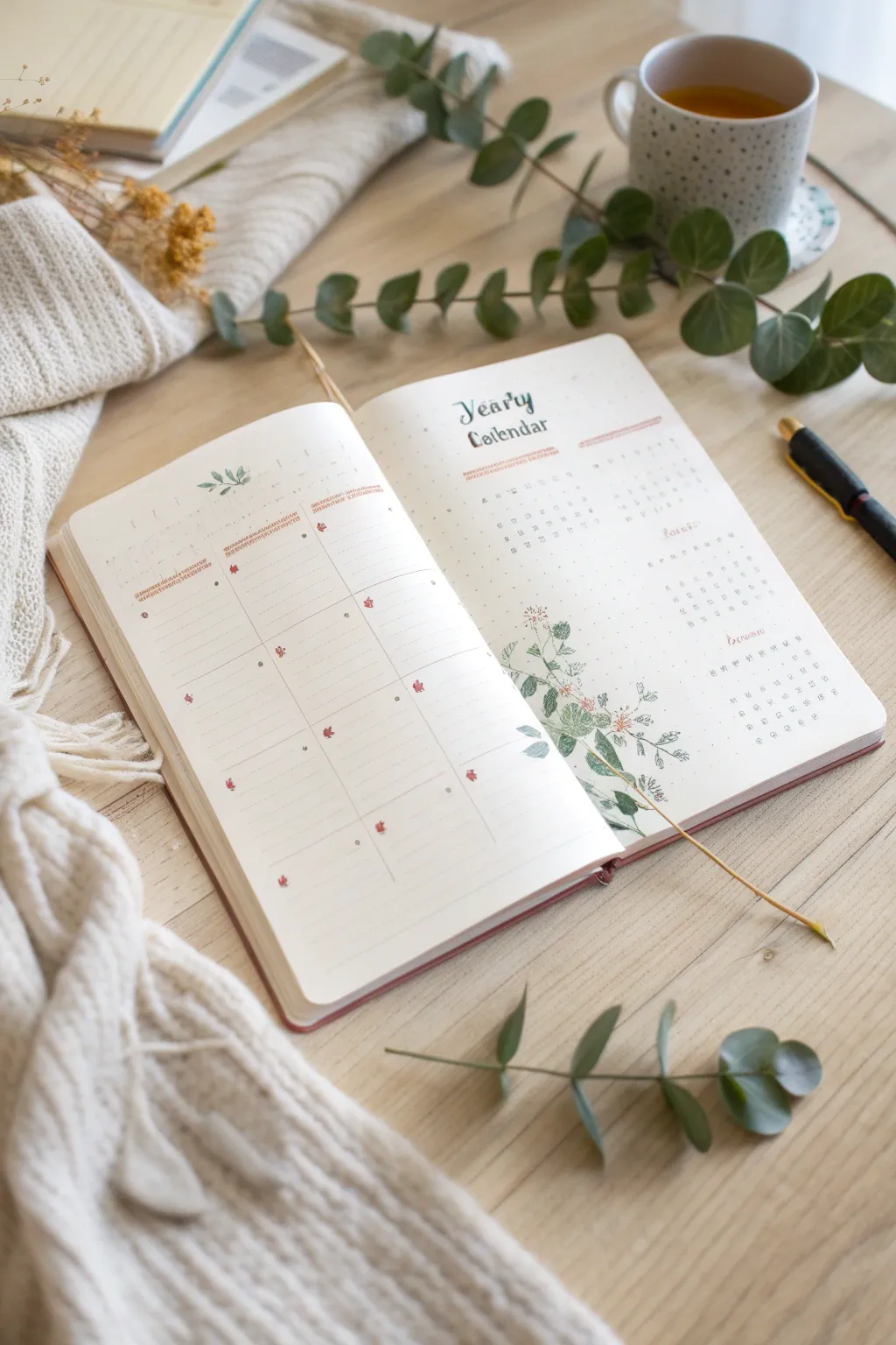 Embrace the year with a beautifully crafted bullet journal calendar—simplicity meets artistry.