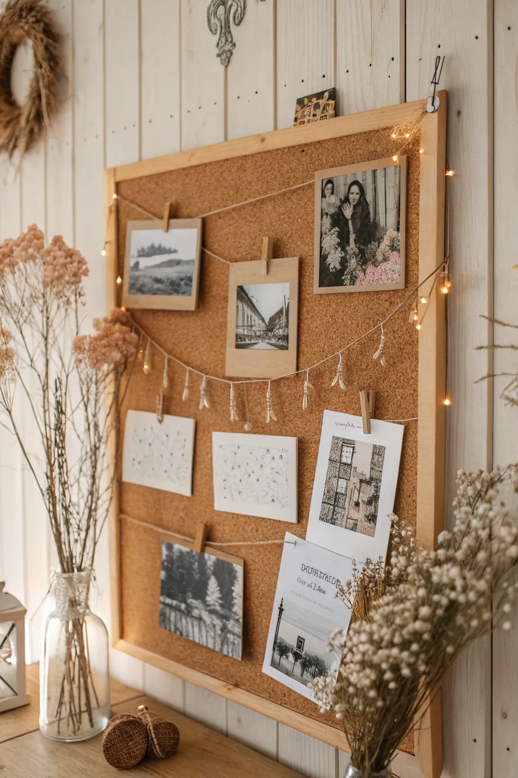 Transform your workspace into a haven of inspiration with a mixed media cork board that celebrates the beauty of life's eclectic moments.