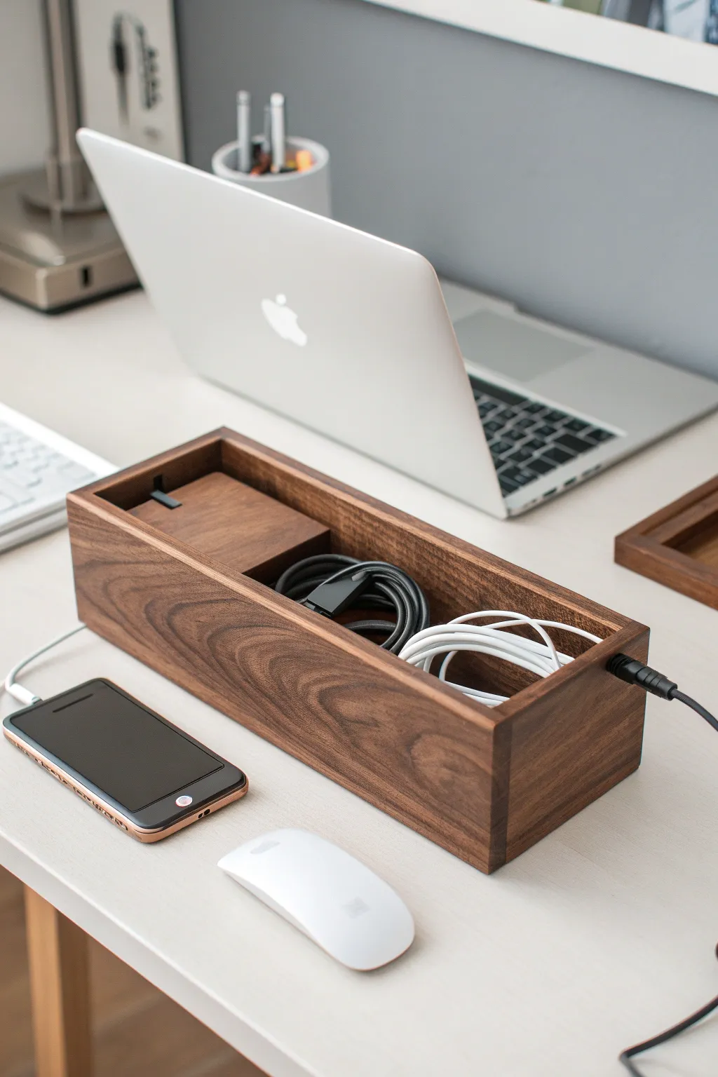 Discover the elegance of simplicity with this minimalist cable management box, a perfect blend of form and function.