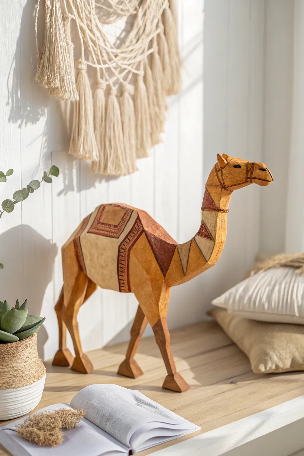 Transforming the ordinary into a charming desert companion with cardboard tube camels.