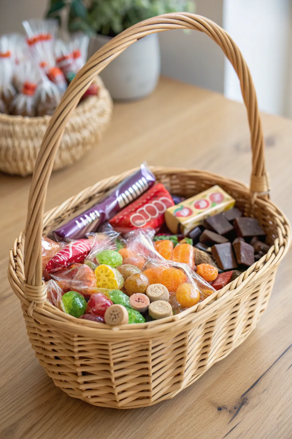 Indulge in sweet nostalgia with a classic candy basket that delights the senses and the soul.