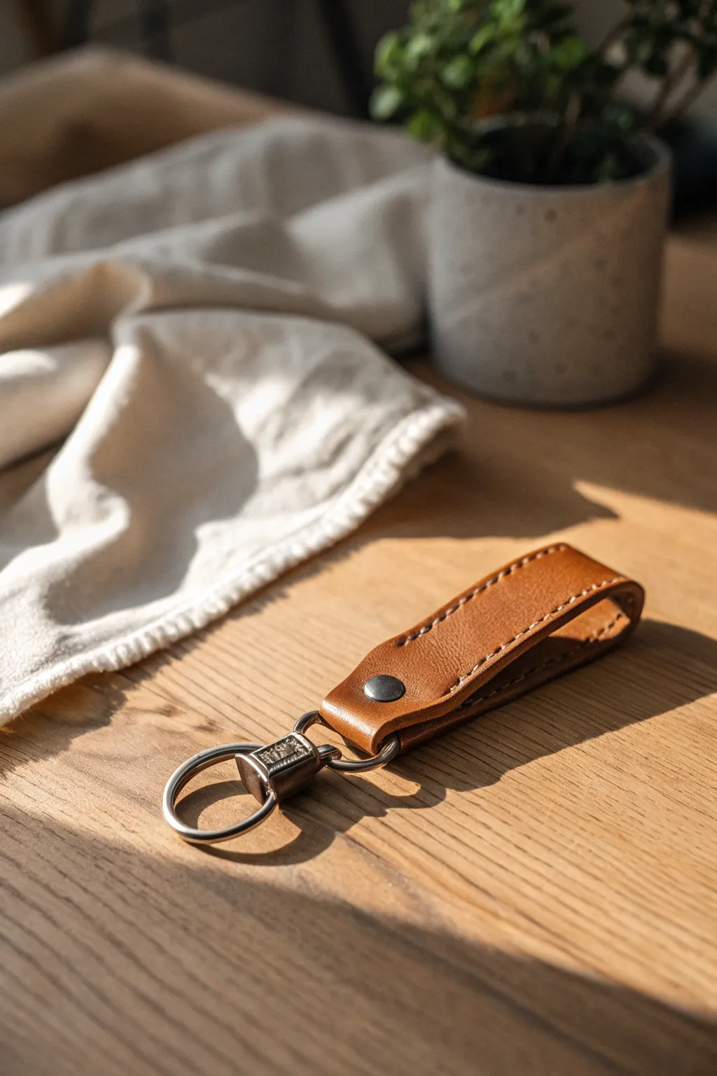 Timeless elegance meets craftsmanship in this classic leather key fob.