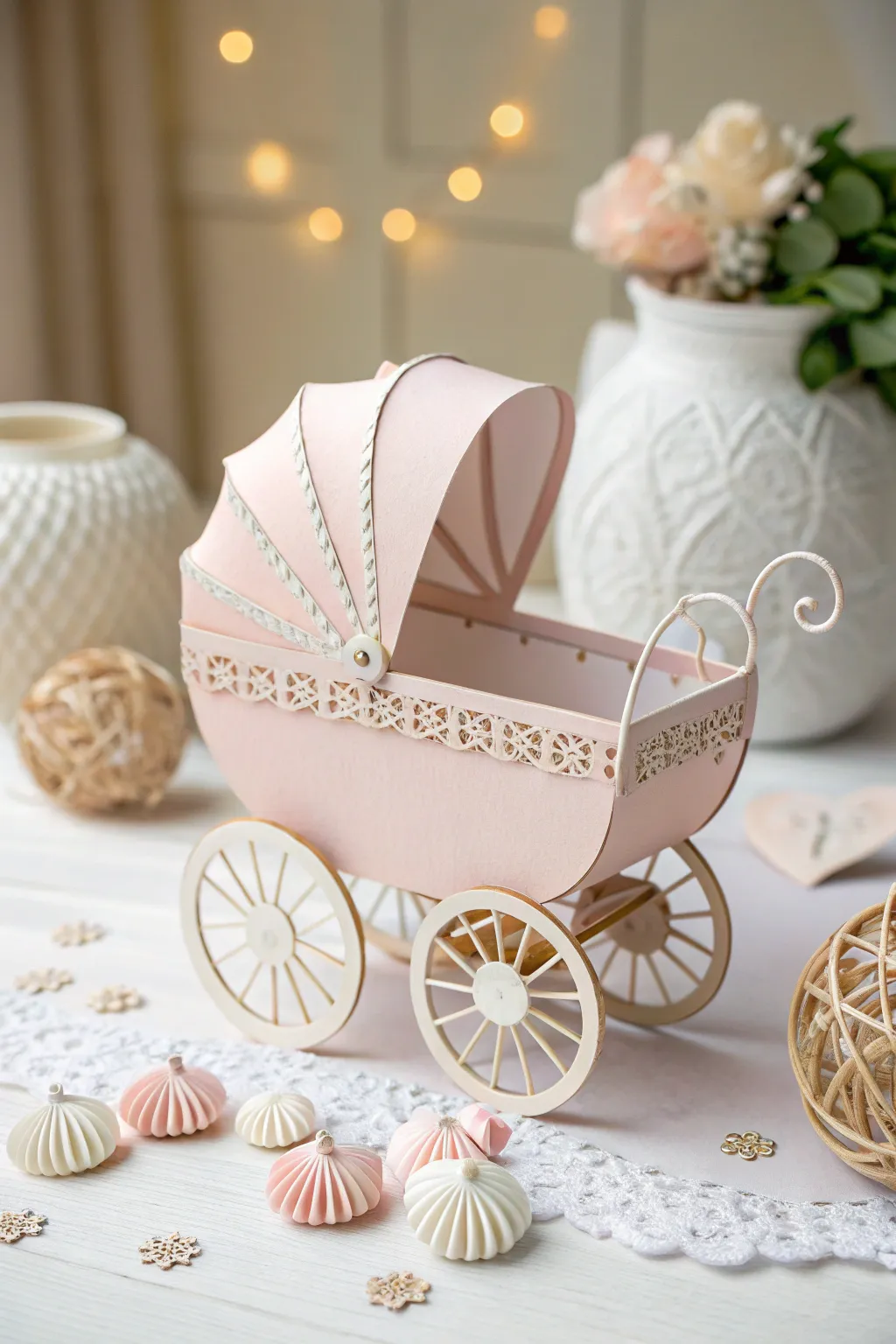 Craft the perfect baby shower gift with this charming baby carriage box, a delightful blend of elegance and whimsy.