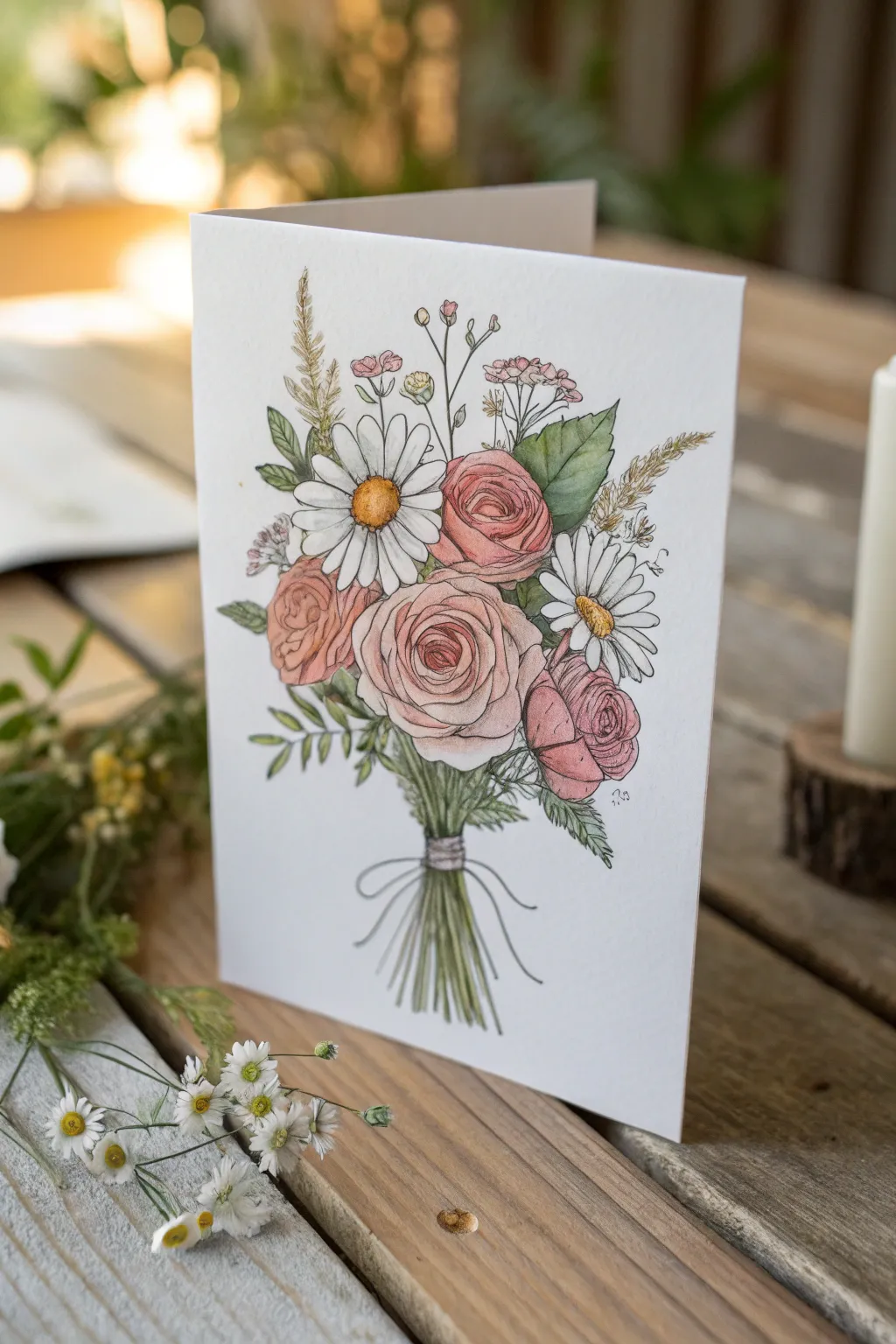 Capture the essence of elegance and simplicity with a hand-drawn floral bouquet.