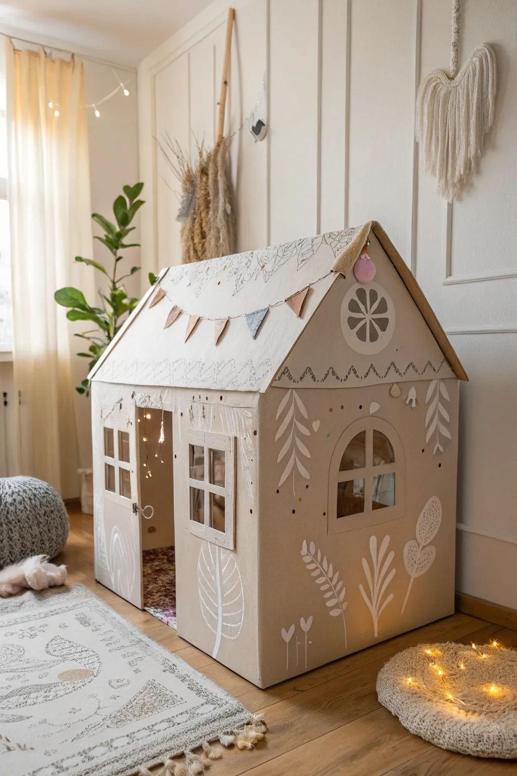 Transform a simple cardboard box into a magical playhouse that sparks joy and creativity.