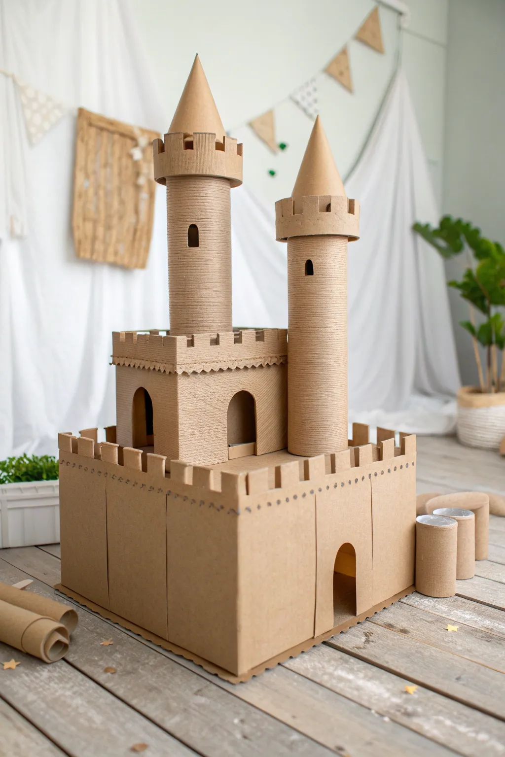 Enchanting Cardboard Castle: Embrace the Art of Crafting with Simplicity and Style.