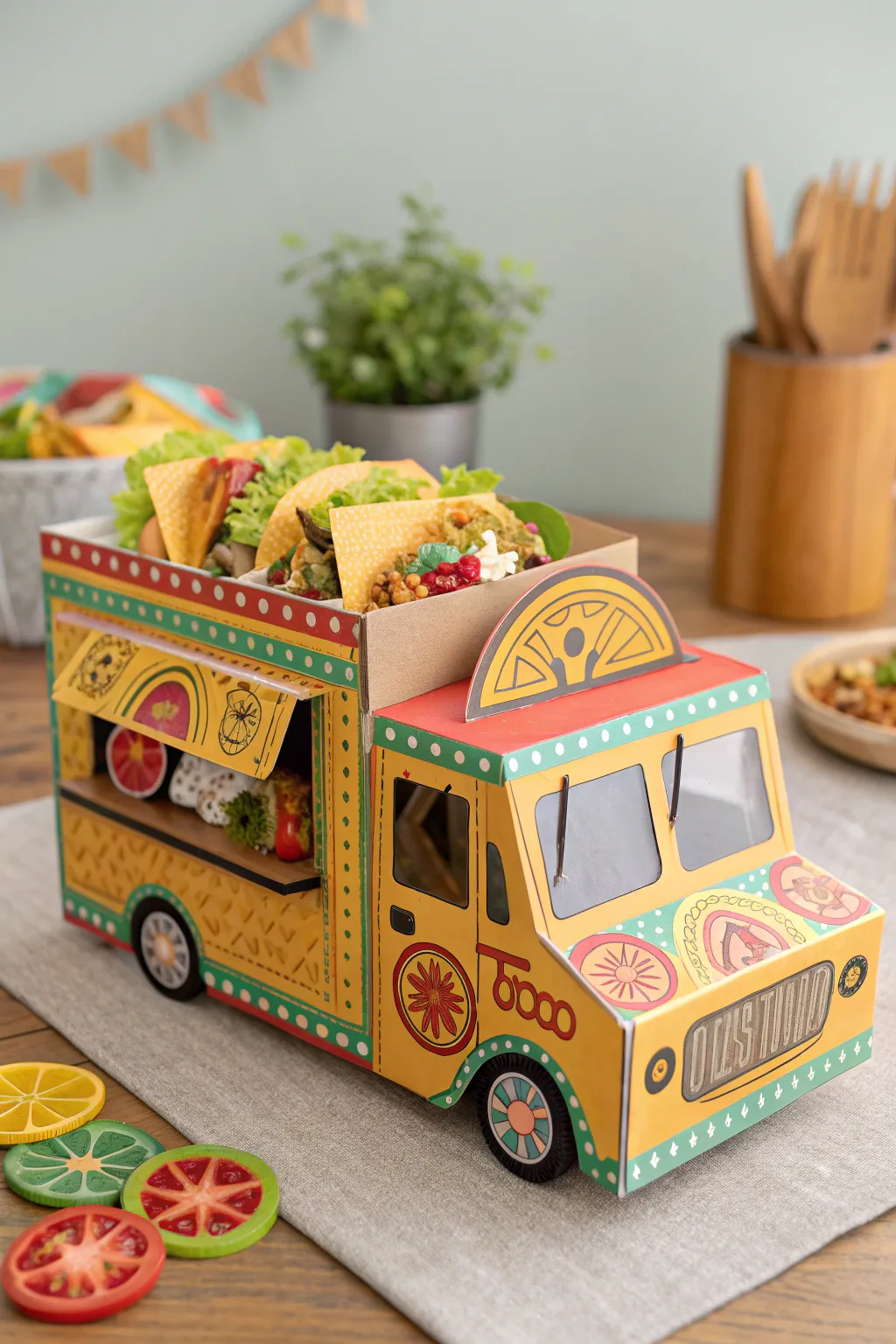 Roll into flavor town with this handcrafted cardboard taco truck masterpiece!