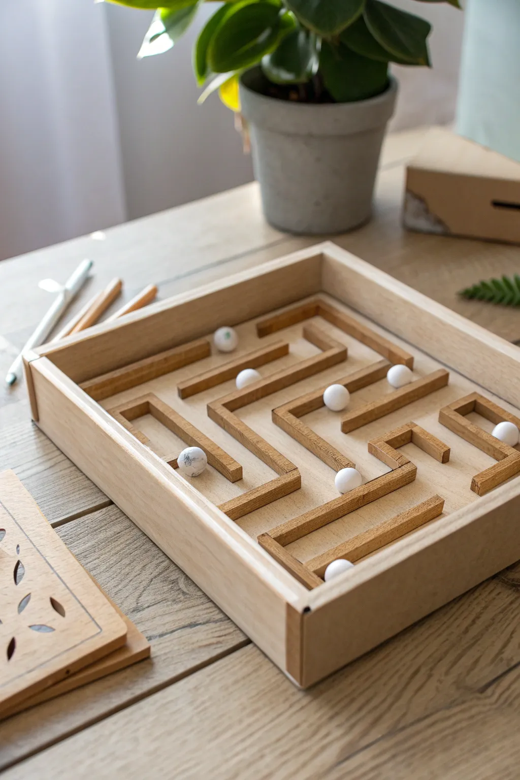 Embrace the beauty of simplicity with this DIY cardboard marble maze—a perfect blend of creativity and fun for a cozy afternoon.