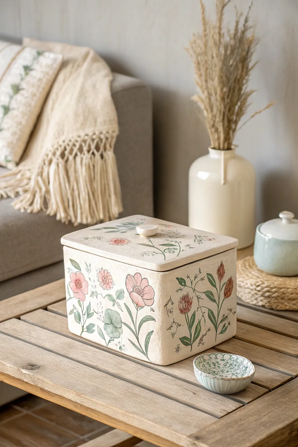 Embrace the charm of floral fantasies with this handcrafted ceramic masterpiece.