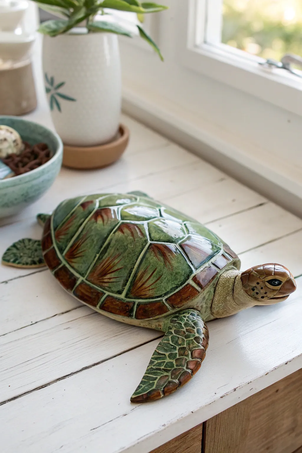 Nature's charm captured in ceramic: a beautifully painted turtle reflecting true craftsmanship.