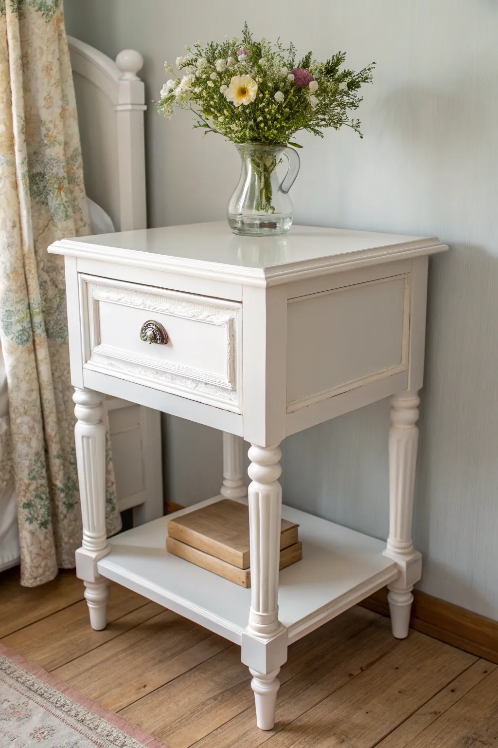 Embrace timeless elegance with a classic white nightstand, perfectly crafted for serene simplicity.