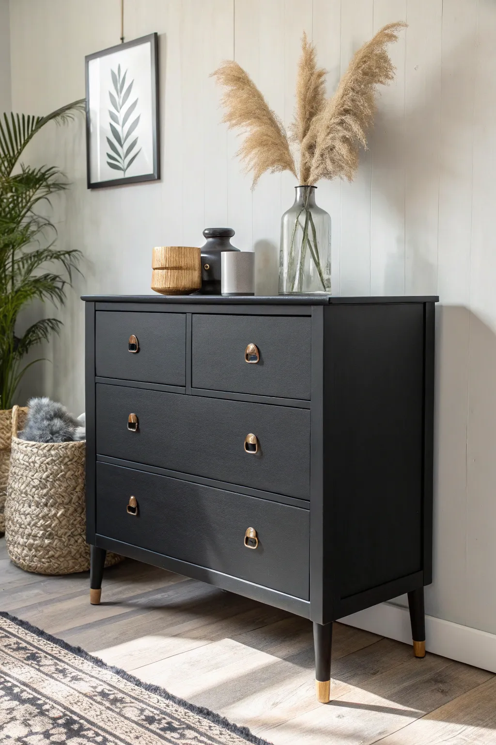 Transform your space with bold black elegance – where minimalism meets boho charm.