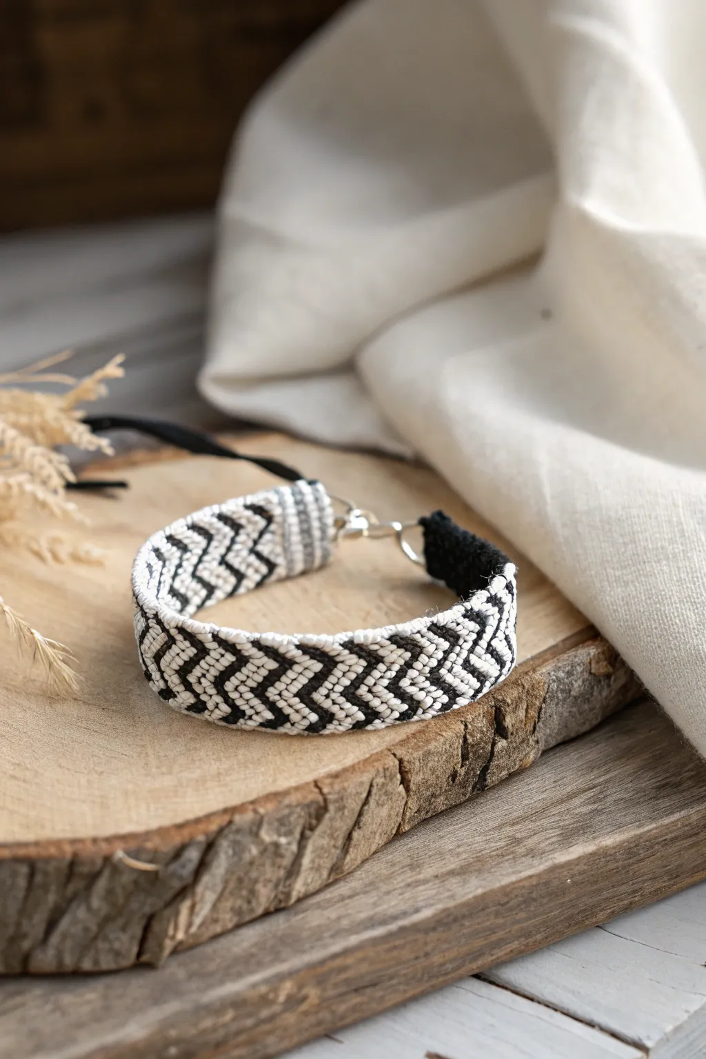 Elevate your style with a classic chevron bracelet that adds a bold twist to any outfit.